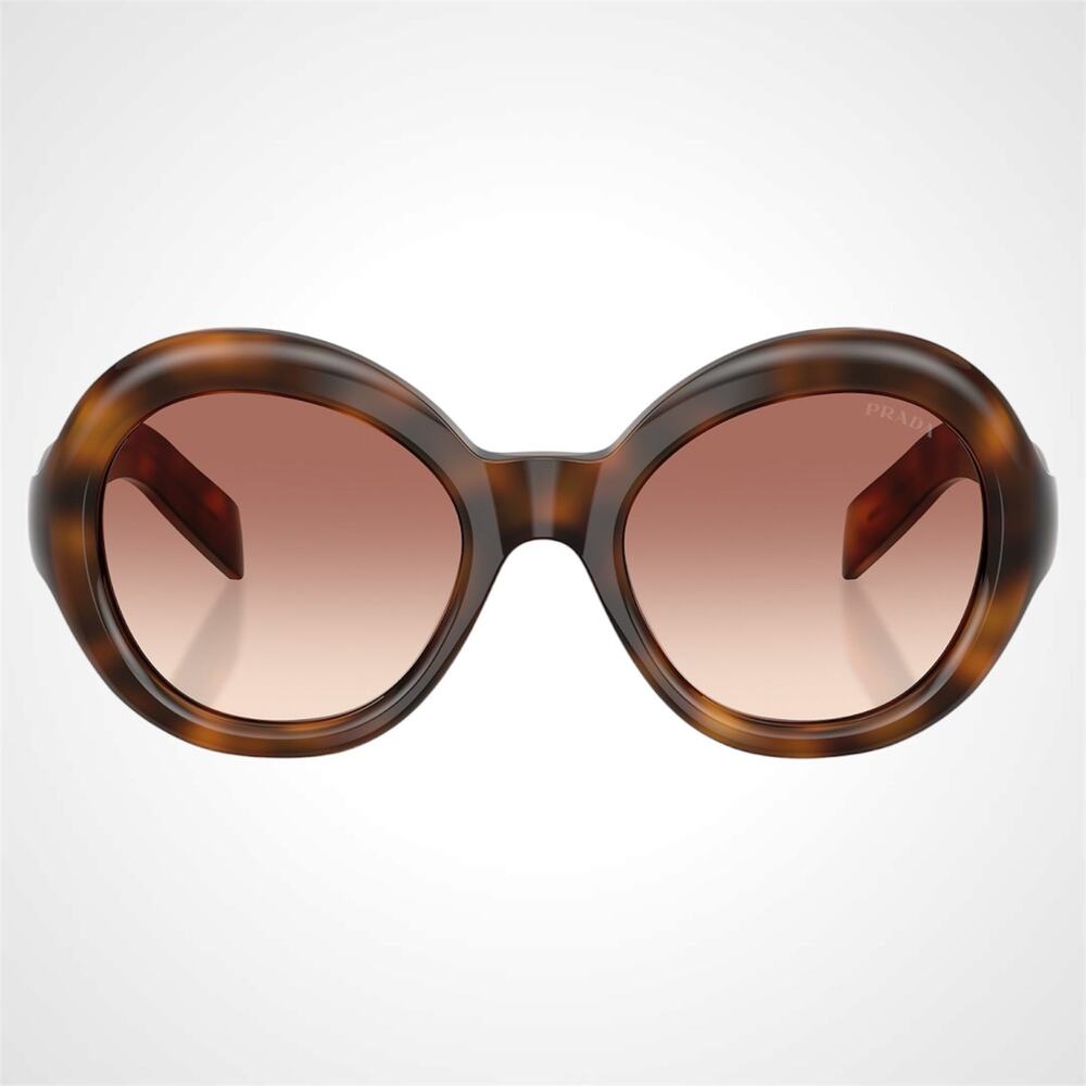 New PRADA Sunglasses Brown Juniper Tortoise Women's Round 53mm - Picture 2 of 6
